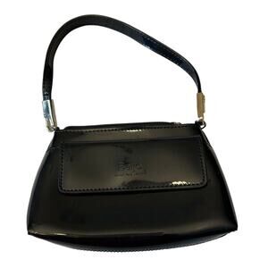 Beijo Women's Satchel Black Patent Leather Glossy Zipper Snap Side Pocket Chic